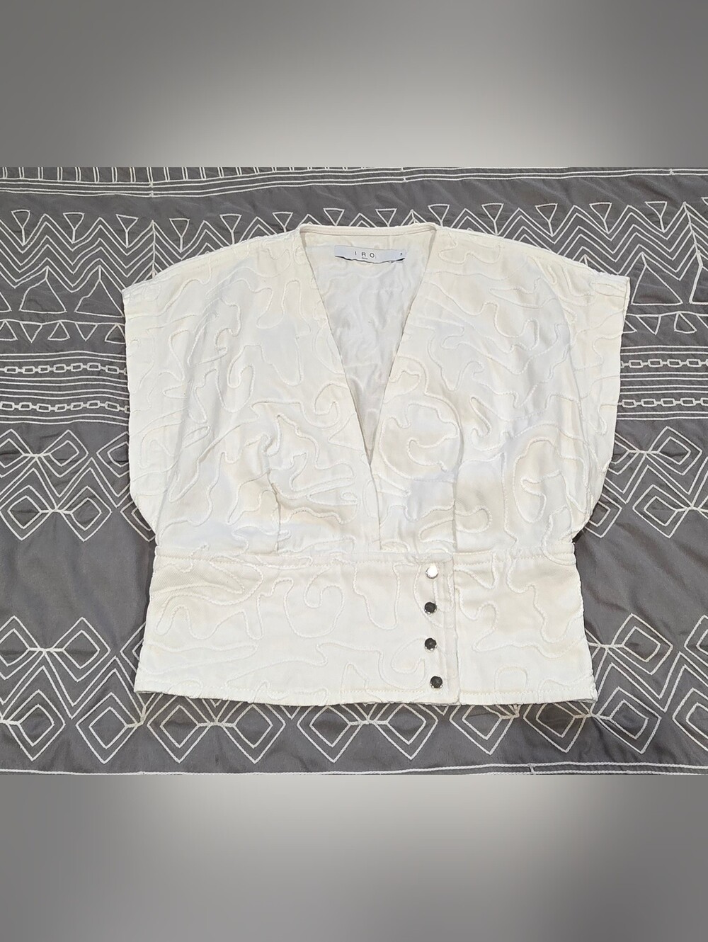 IRO Paris Zahair Embroidered Crop Top Size US4 EU 34